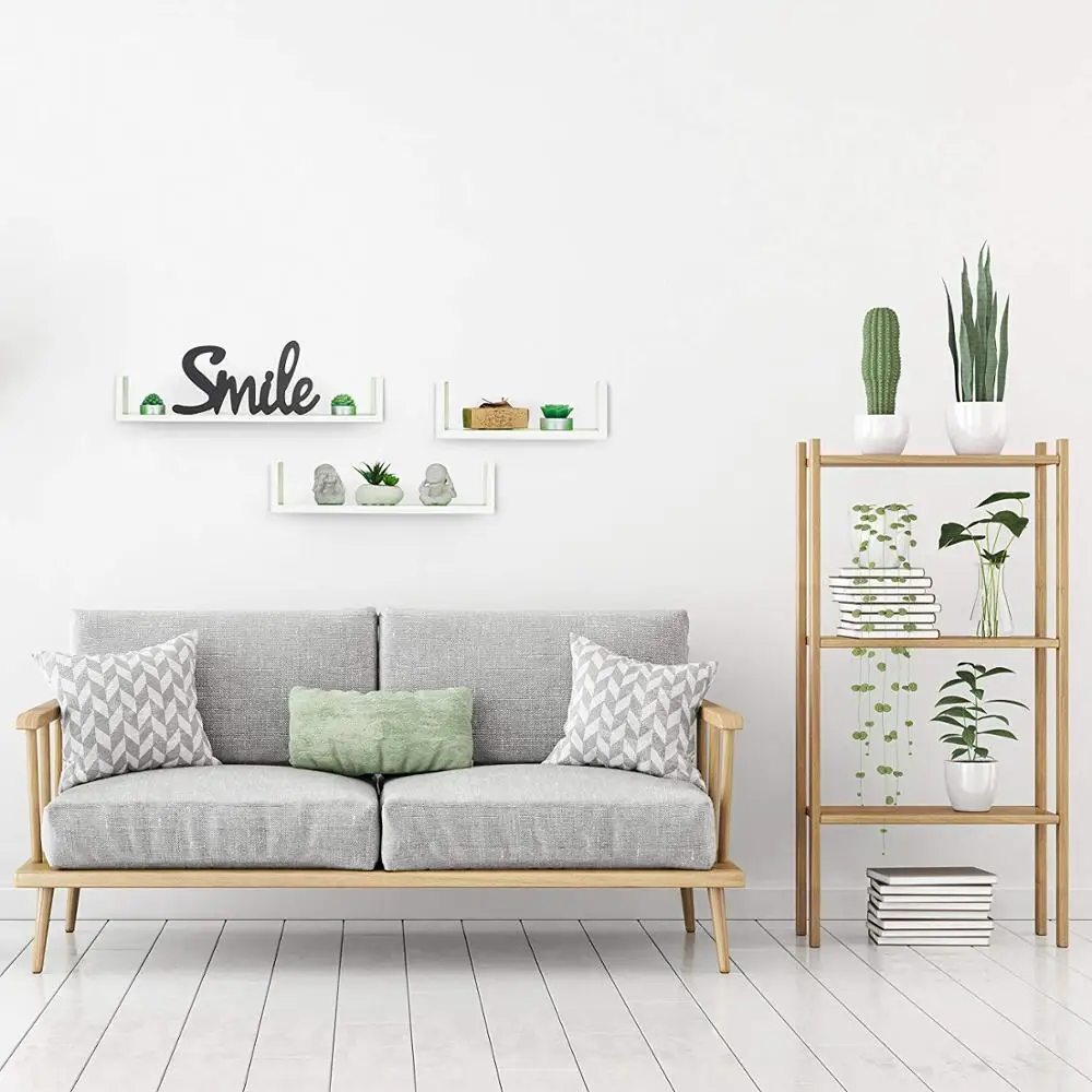 Colorful U Shaped Wooden Set grocery shelf of 3 Floating Wall Shelf Storage  living room wall decoration shelf