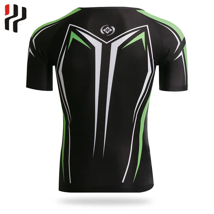 Black Gym Fitted Short Sleeve T Shirts Mens Cotton Spandex Athletic T Shirt OEM Printed Tapered Fitness Tee