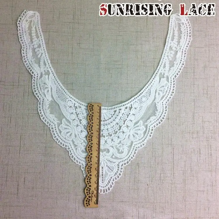 Dress Designs Nigeria Embroidery French Net Tulle Fabric Sewing Neck Trim Collar Lace
