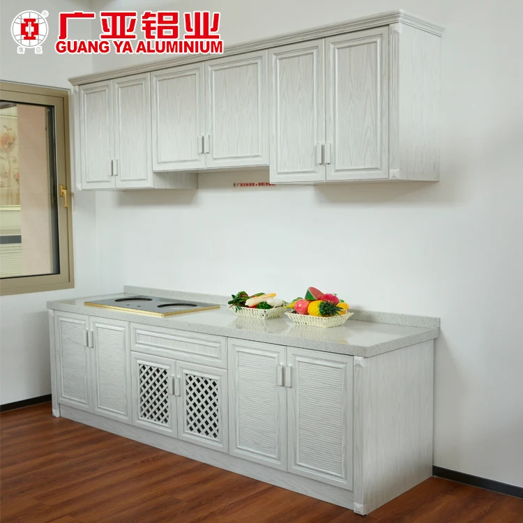 
Custom simple design china aluminum gas stove kitchen cabinet,wooden grain shaker kitchen cabinet with high quality 