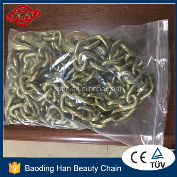 10mmx6m yellow zinc galvanized G80 lifting chain with hooks