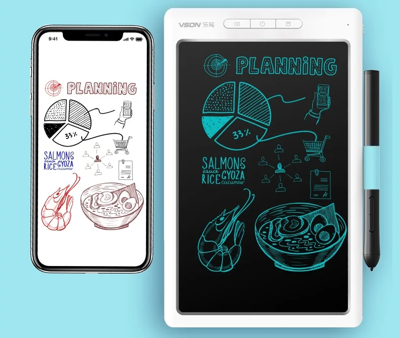 10 Inch BT Lcd Writing Tablet Memo Pads with Built-in Storage WP9612 Edraw VSON