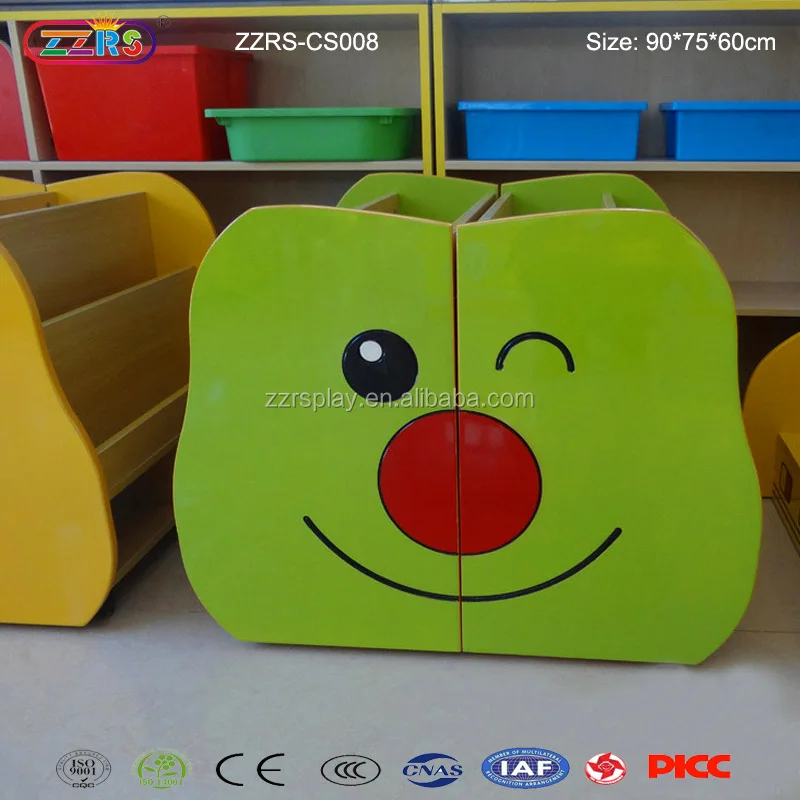 
kindergarten preschool equipment wooden portable book shelf for kids 