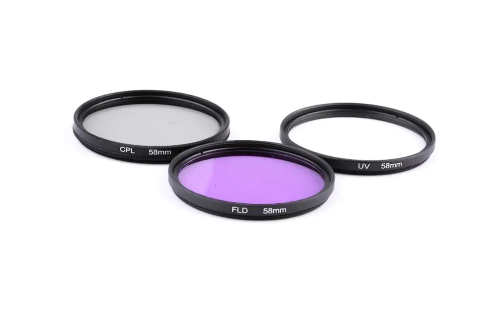 58mm camera Lens Filter Kit UV+CPL+FLD Filter With Filter Bag