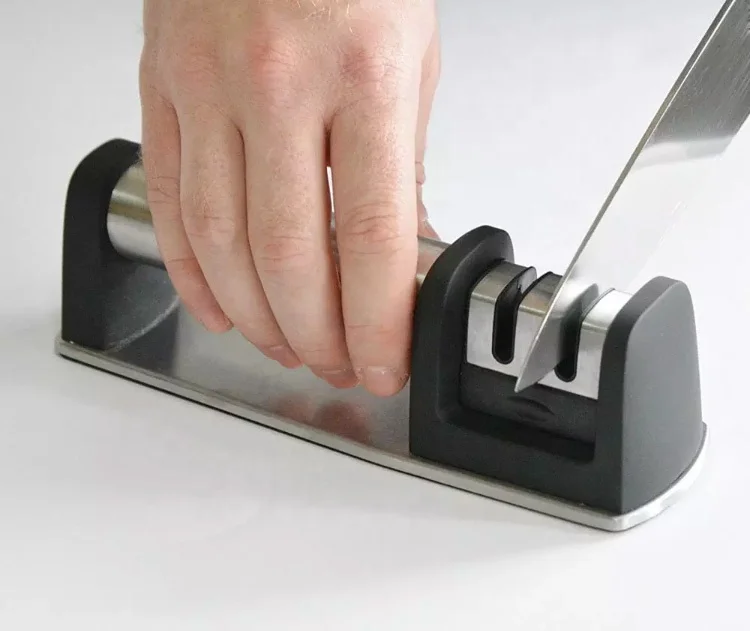 kitchen accessories high quality 2 stage tungsten steel manual knife sharpening tool handheld kitchen knife sharpener