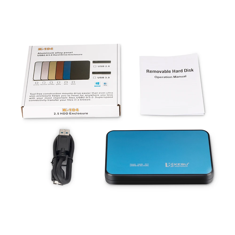 KESU Wholesale Hard Disk Enclosure Case 2.5 inch SATA USB 3.0 SSD/HDD 1TB 2TB Hard Drive Box for Samsung Seagate