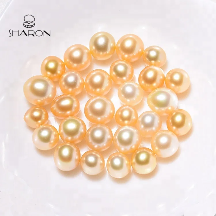 
Shiny Wholesale 8-11mm AA+ Round Golden Loose South Sea Saltwater Bulk The Bead Pearl 