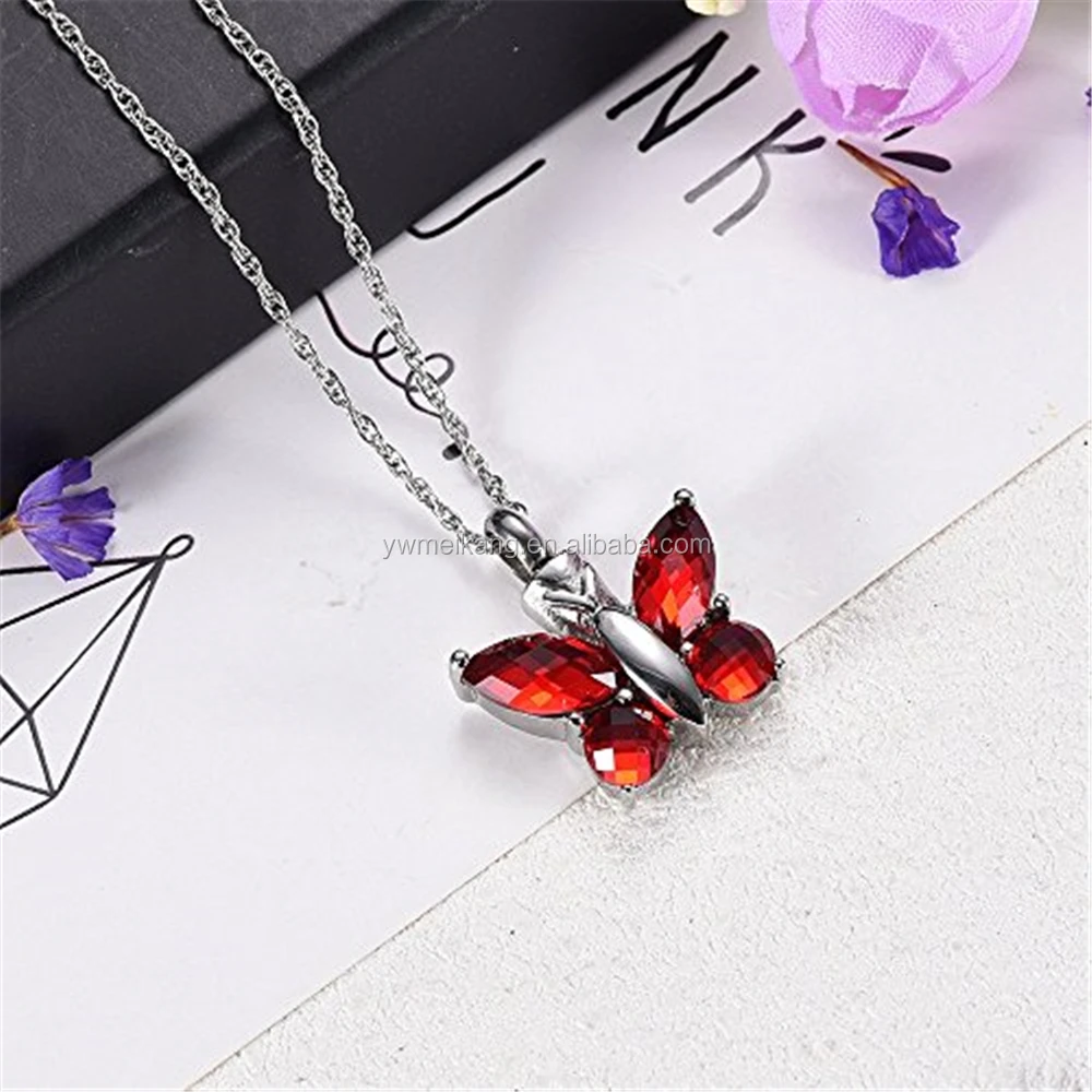 Beautiful Butterfly Shape Keepsake Jewelry Stainless Steel Memorial Urn Pendant Cremation Jewelry for Ashes