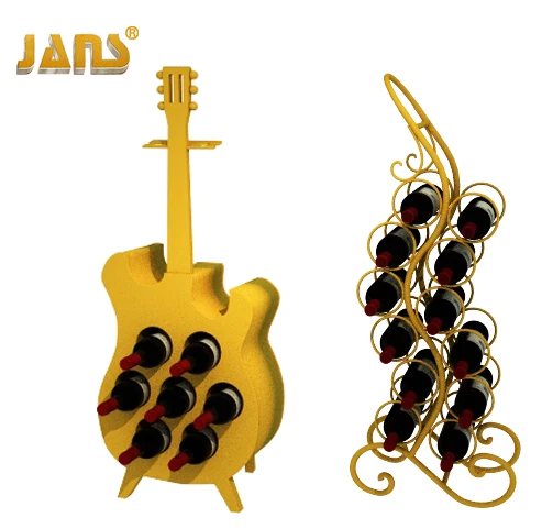 metal and wood guitar wine rack holder for home use or bar