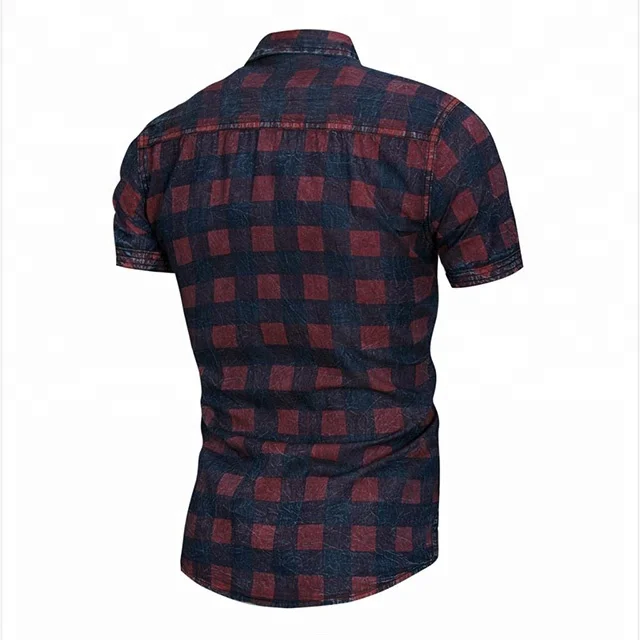 2023 New summer short sleeve men causal denim business shirt