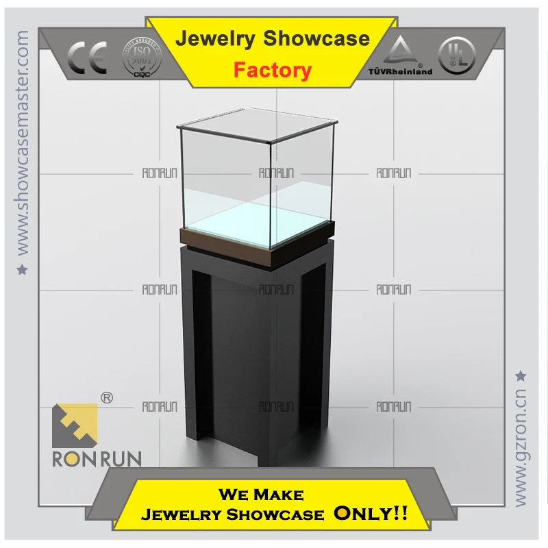 Luxury design showcase rotating jewellery display cabinet with stainless steel and LED light for jewelry shop