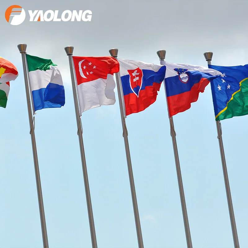 20Ft 30Ft Aluminum Alloy Outdoor Spinning Flagpole 304 Stainless Steel Commercial Flag Pole