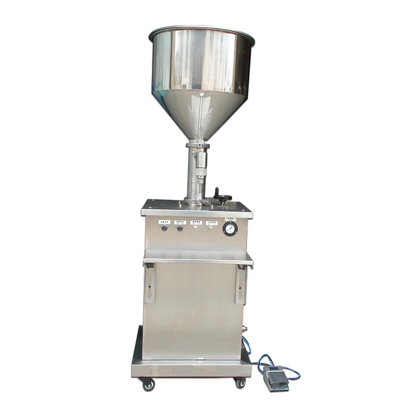 Vertical pneumatic semi-automatic food carton tomato paste peanut butter filling machine  With stirring and heating function