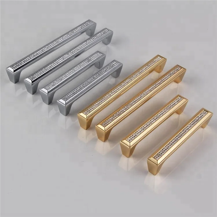 Luxury 24K Real Gold Or Chrome Czech Crystal Drawer Cabinet Knobs Wardrobe Door Handle Furniture Knobs Pull Handles
