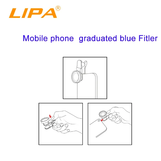 37mm Graduated Blue Orange Gray filter Cell Phone Camera Lens Filter for iPhone Samsung and Android Smartphones -