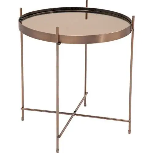 Nodic modern metal round side coffee mirrored table with foldable design