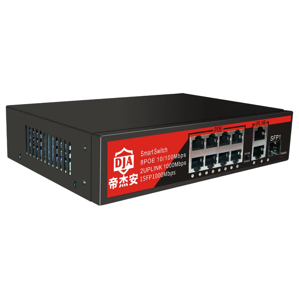 11Port gigabit 10/100/1000Mbps Network Reverse Switch Optical Ethernet Switch with 8+2+1 port POE Function