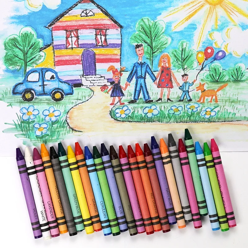 
Regular Size Art Gift Kids Child Safety 24 Assorted Crayon Colour 