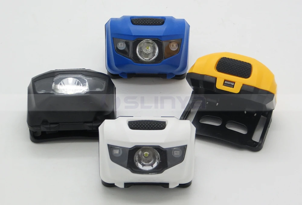 Rechargeable T6  LED Headlamp Waterproof Miner Headlight with 2 Red Warning LED
