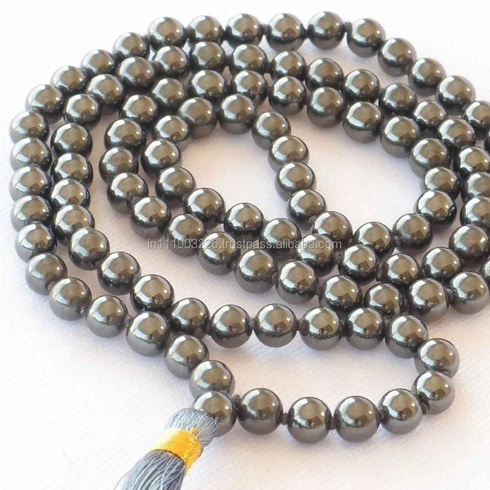 Semi precious 108 prayer bead Hematite Mala Beads for meditation bracelet