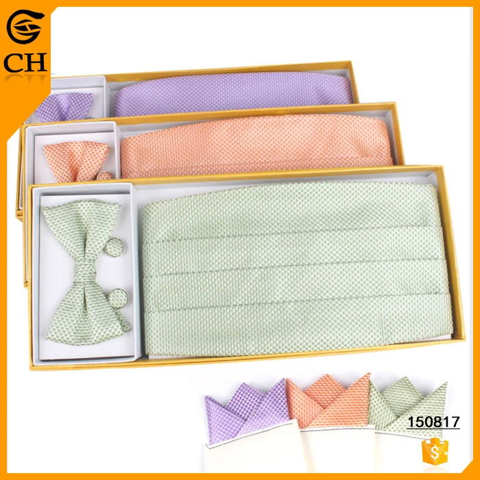 100% microfiber colorful cummerbund and bow tie set