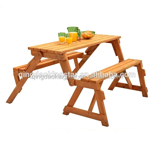 wooden outdoor picnic set