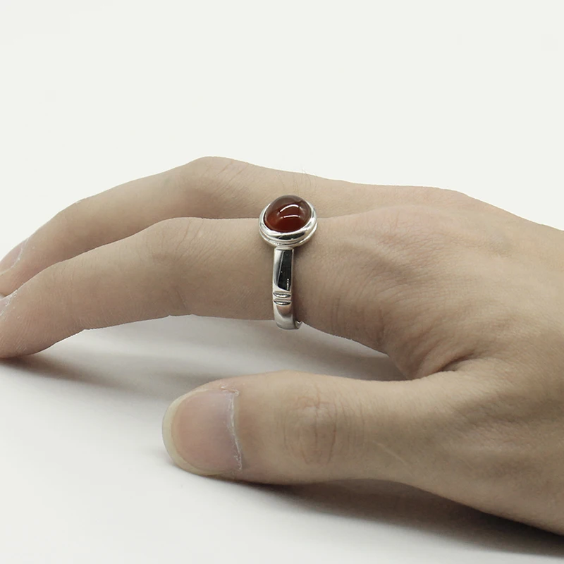 Custom 925 Sterling Silver Red Agate Stone Ring, Natural  Gemstone Stone Rings For Men Women Wedding Engagement Jewelry