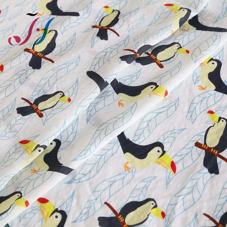 Custom digital printing on 100% rayon woven jacquard fabric cartoon pattern for dress and garment