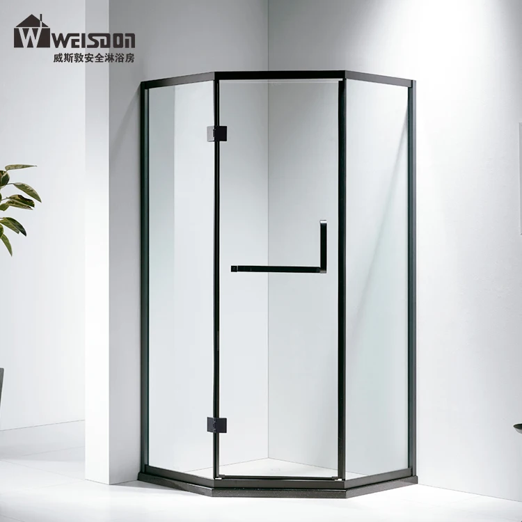 Bathroom  pivot diamond shaped glass shower enclosure