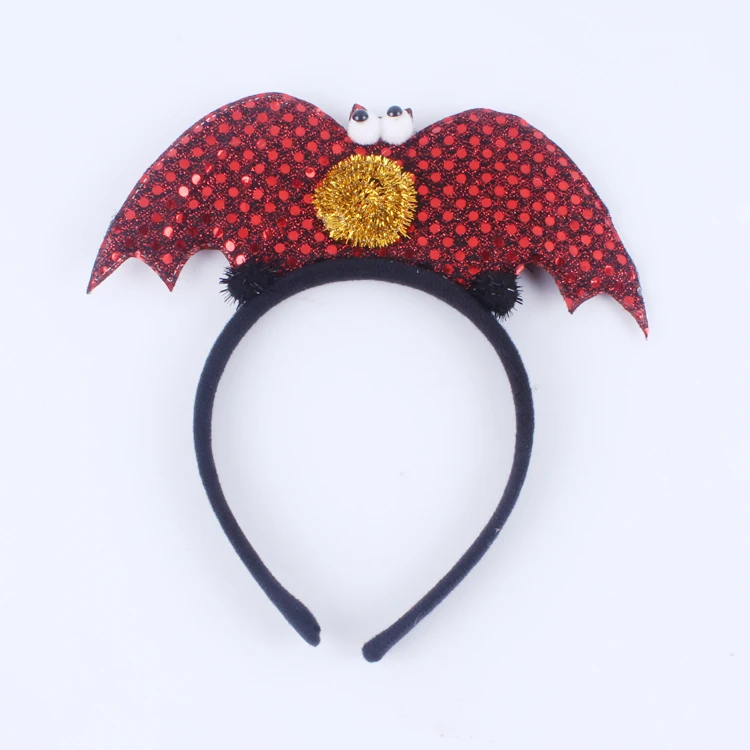Plastic Red devil horns cute head wear with black feather felt cloth for children cosplay