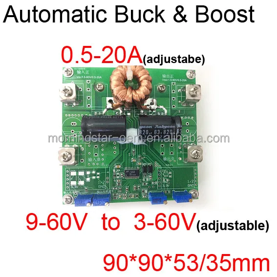 PCB manufacturer CC CV DC DC automatic step down/up buck/boost for solar Car battery MTTP charger 9-60V to 3-60V 12.6 VDC 20A