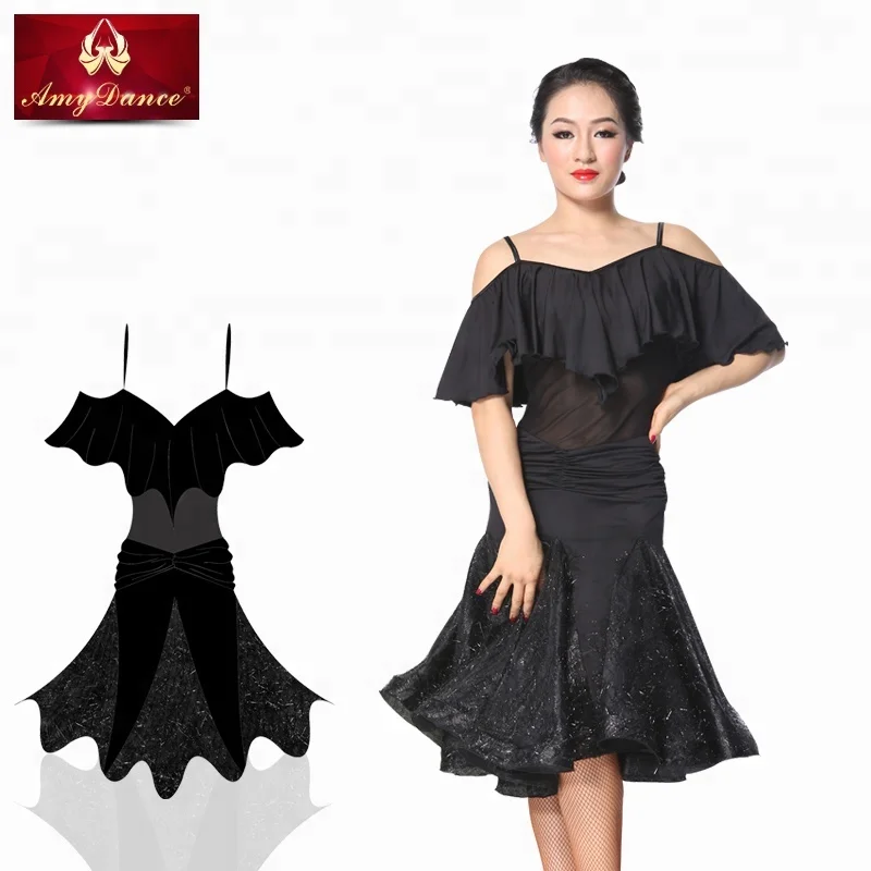 
Cloak style sexy strapless pleated waist dancing latin ballroom dress with shiner chiffon skirt latin dance costume 