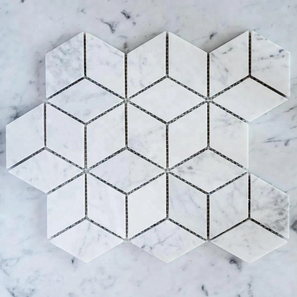 Decorstone24 Carrera White Marble Mosaic Rhombus Decor Tile For Backsplash