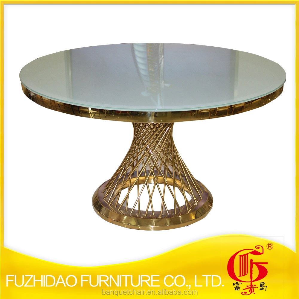 
Simple design used wedding round glass tables for event FD-011T 