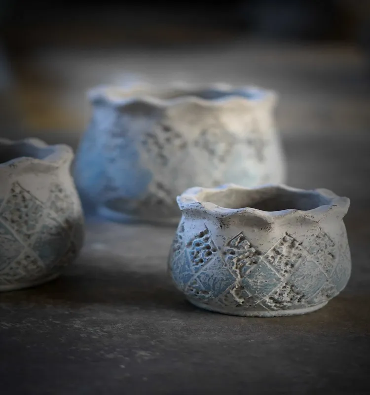 2017 Chaozhou SANTAI H497 pale blue shabby chic terra cotta flower pots planter