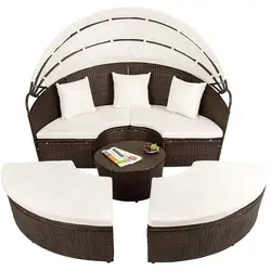 Trade guarantee customized round rattan luxury outdoor garden daybed