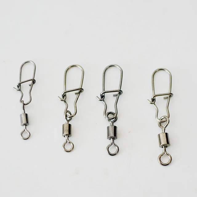 Wholesale 6#7#8#10# Stainless Steel Fishing Ball Bearing Rolling Swivels with Nice Snap Connector Fishing Accessories