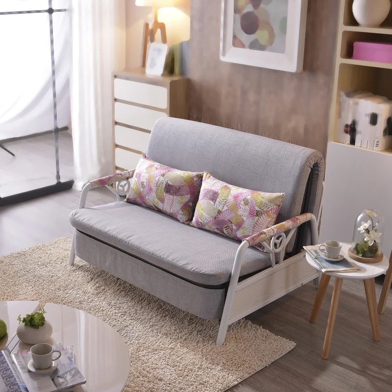 Modern fabric Double bed Folding sofa with Wheels for apartment school tiny home multi function Sofa bed