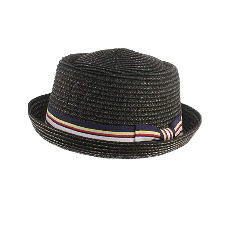 Summer Straw Pork Pie Hat Upturn Brim Derby Straw Fedora Hat Wholesale