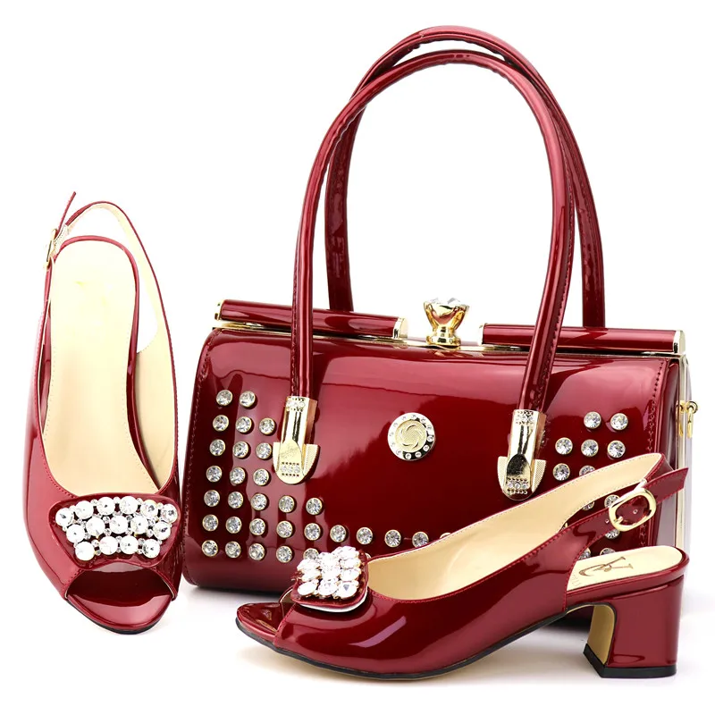Wholesale high heel italian shoes and bag set for Nigeria party women