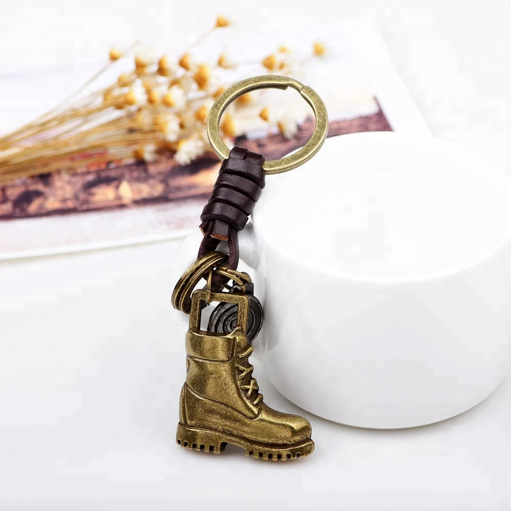 Vintage Bronze Boots Pendant Key chains Holder women Leather Keyring Keychain For Car Fashion Men Jewelry Free shipping