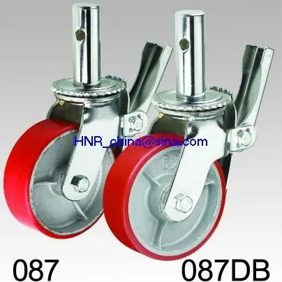 
red pu wheel heavy duty scaffold caster wheel with lock 