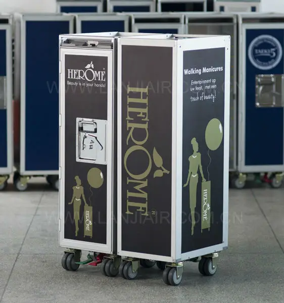 Atlas airline plane aluminum half full size food water cart plane airline catering trolley with high quality