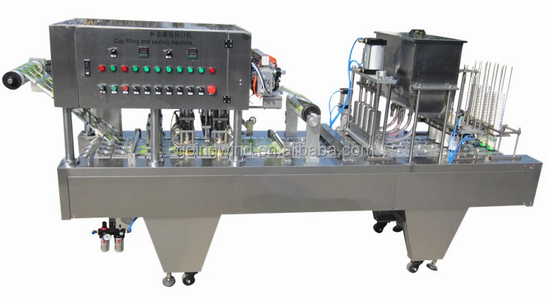 Automatic 2 head cup filling sealing machines auto plastic cups water jelly jam yogurt packaging machine cheap price for sale