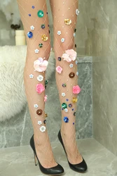 white socks sexy woman custom Floral  fishnet stockings tights sexy stockings