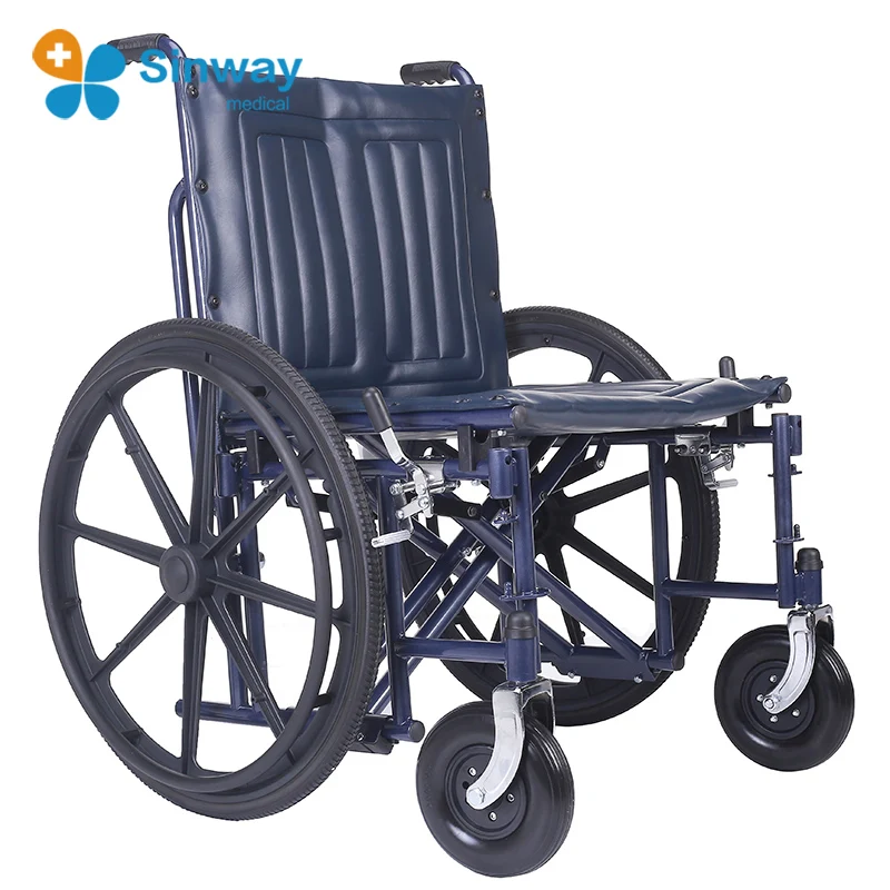 Steel Folding Bariatric  Medical Adjustable Folding Footrest Wheel Chair Wheelchair For Disabled People