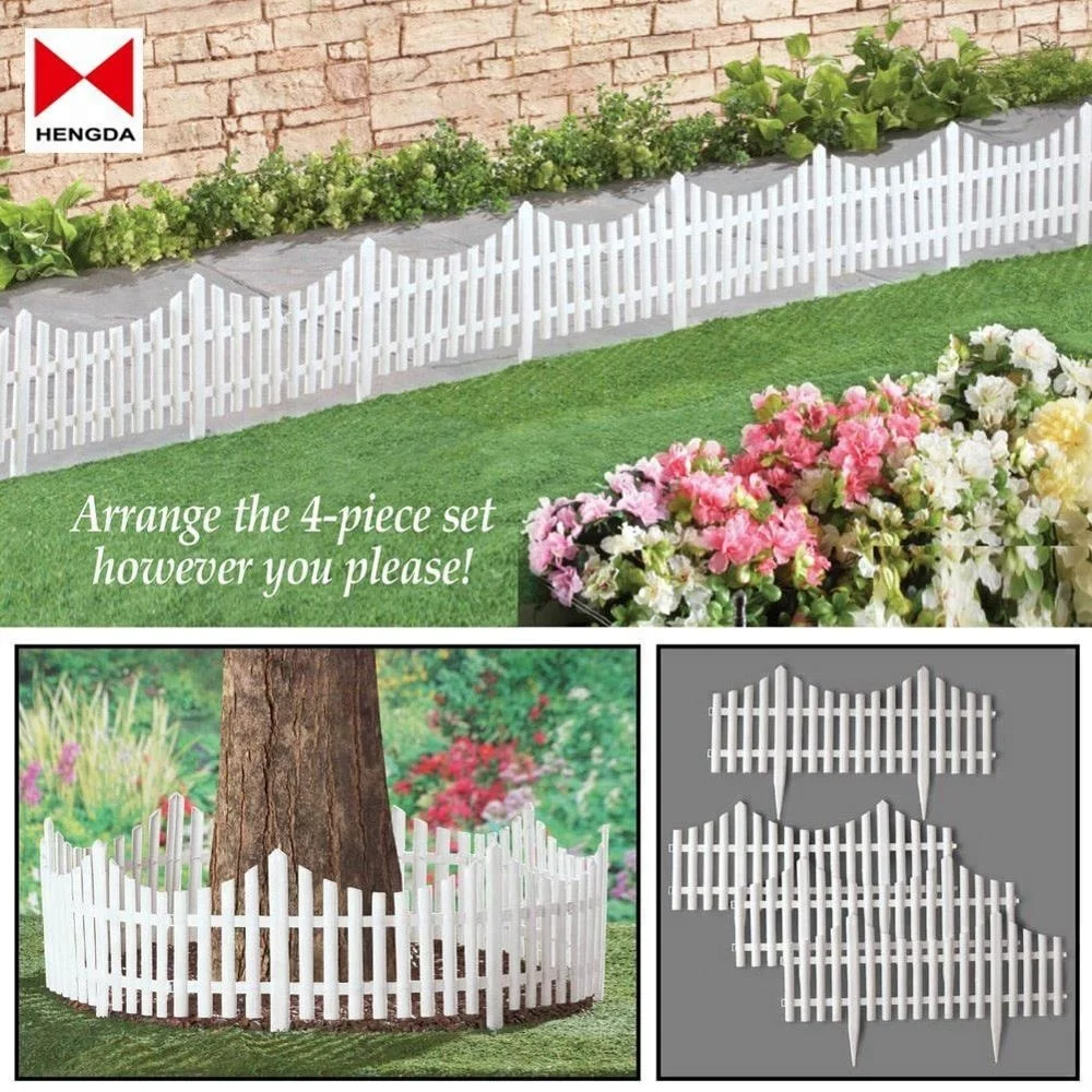 Outdoor white Flexible decorative plastic picket fence hedge barrier Border for Garden Landscape Edging Pathways