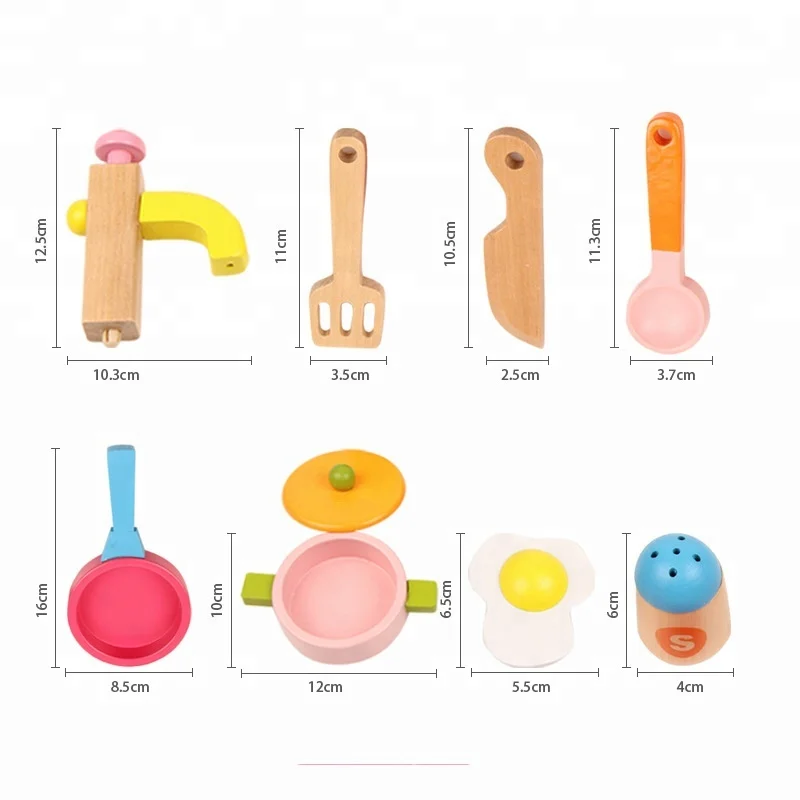 Wholesale Chinese cheaper wooden children pretend play girl cooking game kitchen set for kids WKT003