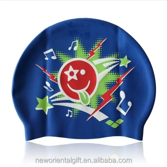 Custom Logo Silkscreen Printed Silicone Swimming Hat Outdoor Sports Silicone Swim Hat