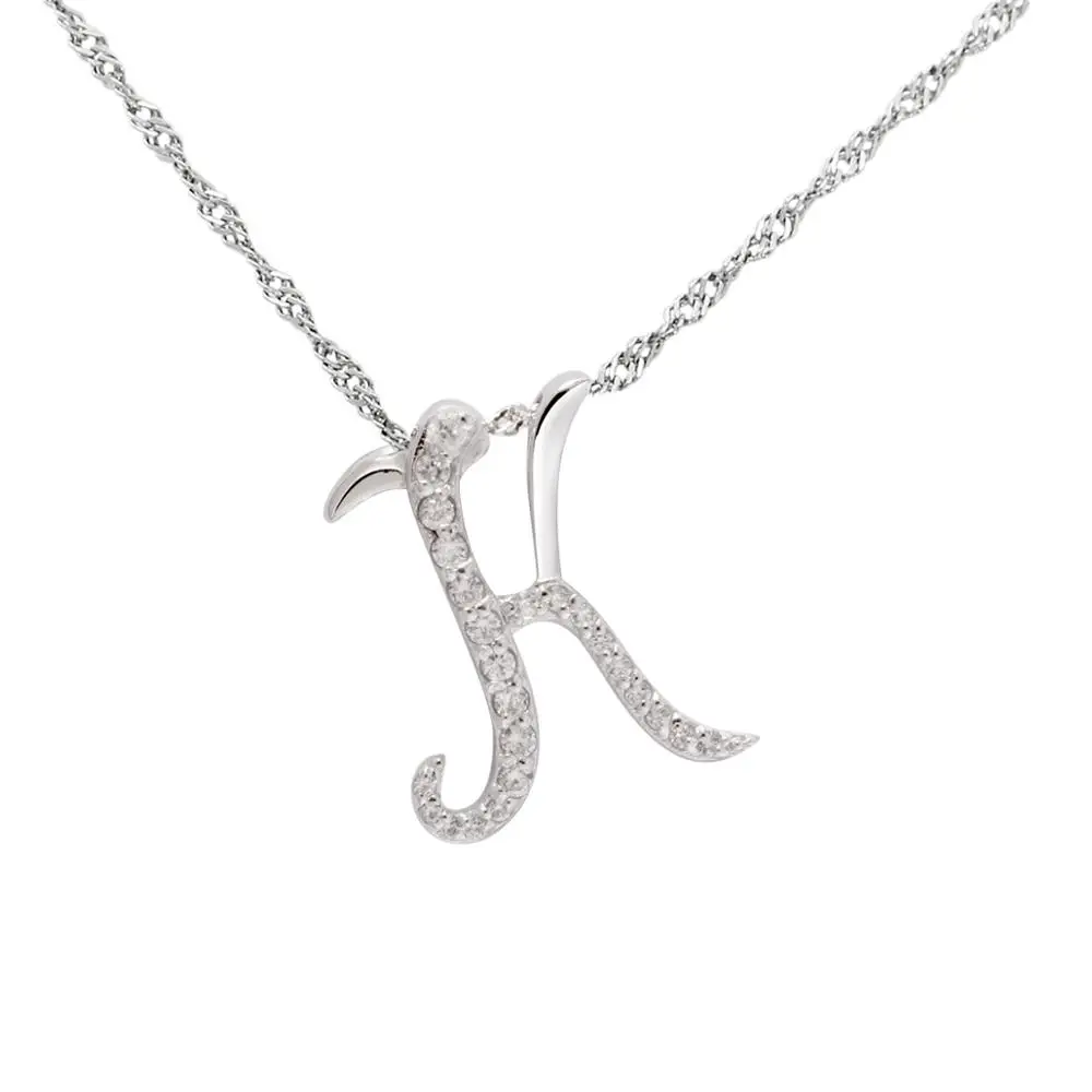 Модная подвеска из стерлингового серебра 925 пробы ожерелье с инициалом циркония буквами